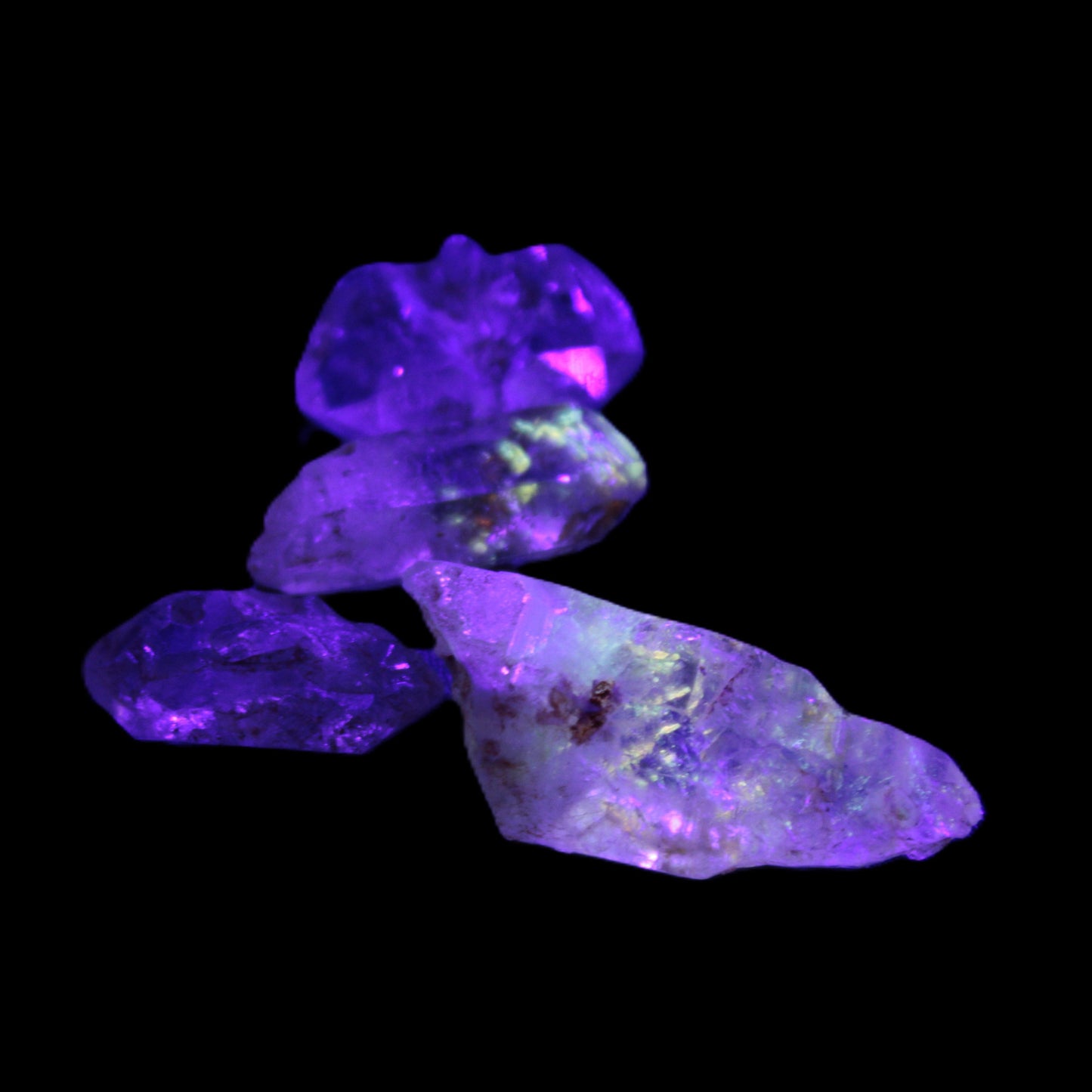 Fenster Enhydro Hydrocarbon 4 crystals 9-10g in UV light - Rocks and Things Store