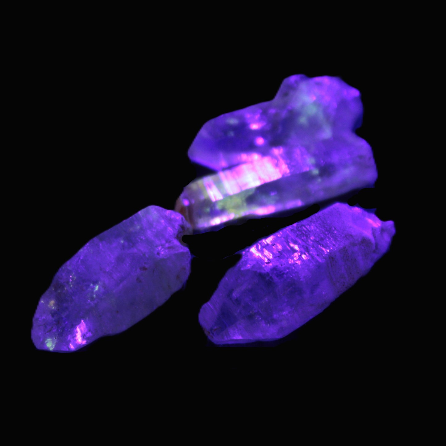 Fenster Enhydro Hydrocarbon 4 crystals 9-10g in UV light - Rocks and Things Store