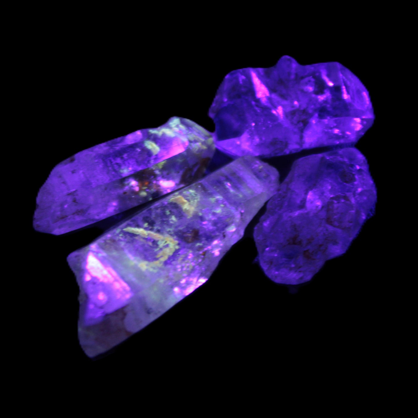 Fenster Enhydro Hydrocarbon 4 crystals 9-10g in UV light - Rocks and Things Store