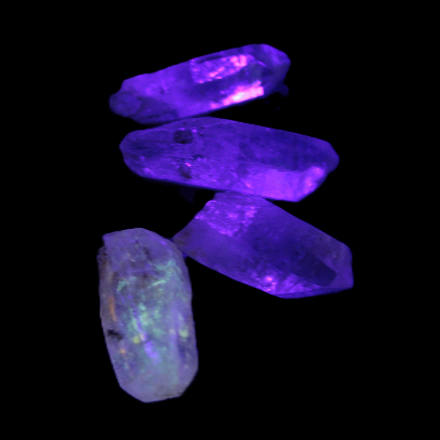 Fenster Enhydro Hydrocarbon 4 crystals 9-10g in UV light - Rocks and Things Store