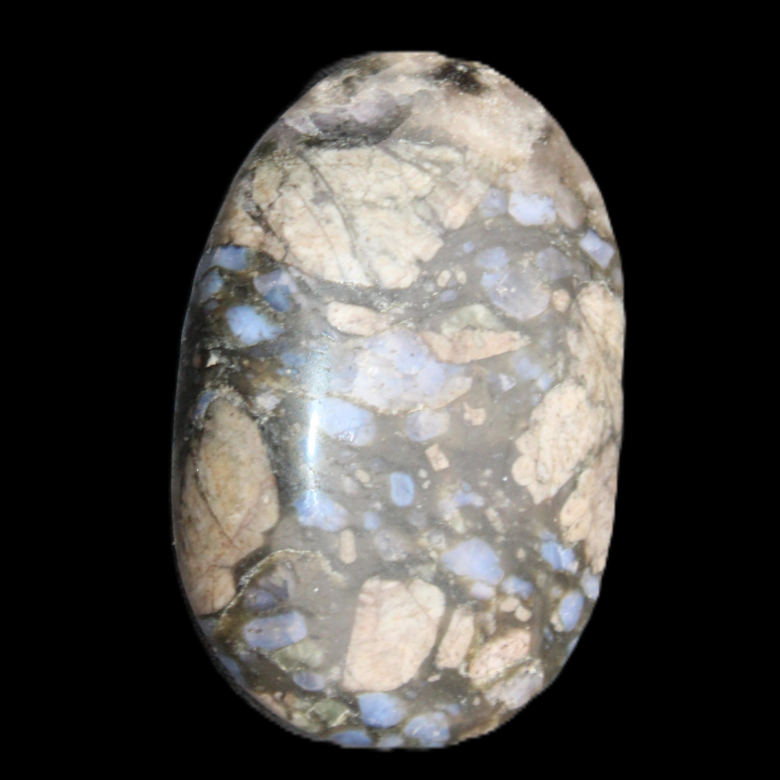 Llanite Que Sera palm stone 52*17*35mm 55g in sunlight - Rocks and Things Store