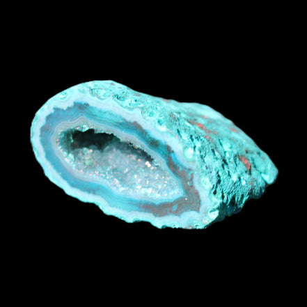 Electroplated Agate Quartz geodes range- greenish, 35-57g in sunlight - Rocks and Things Store