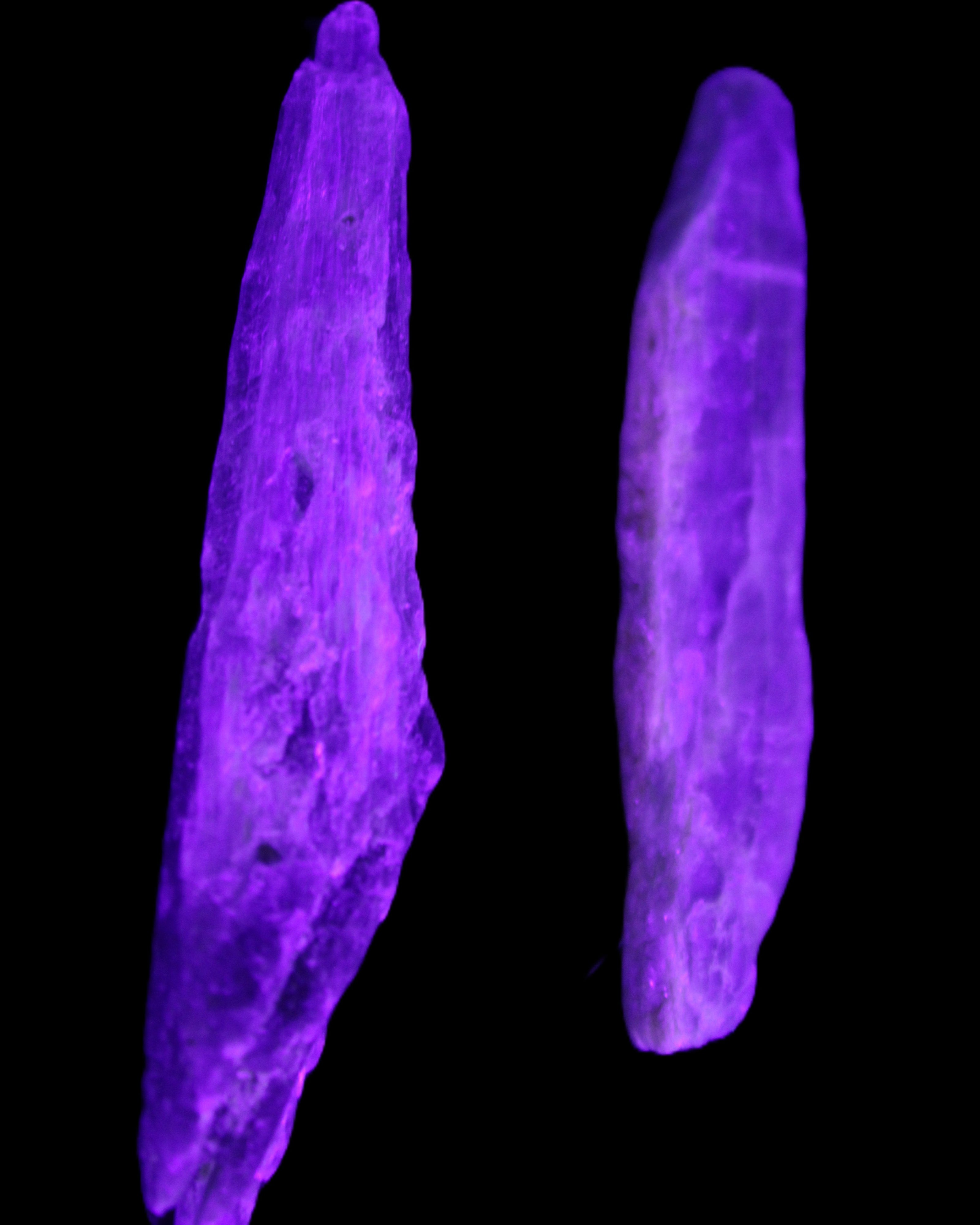 Natural Blue Kyanite blade crystals 20-24g in UV light - Rocks and Things Store