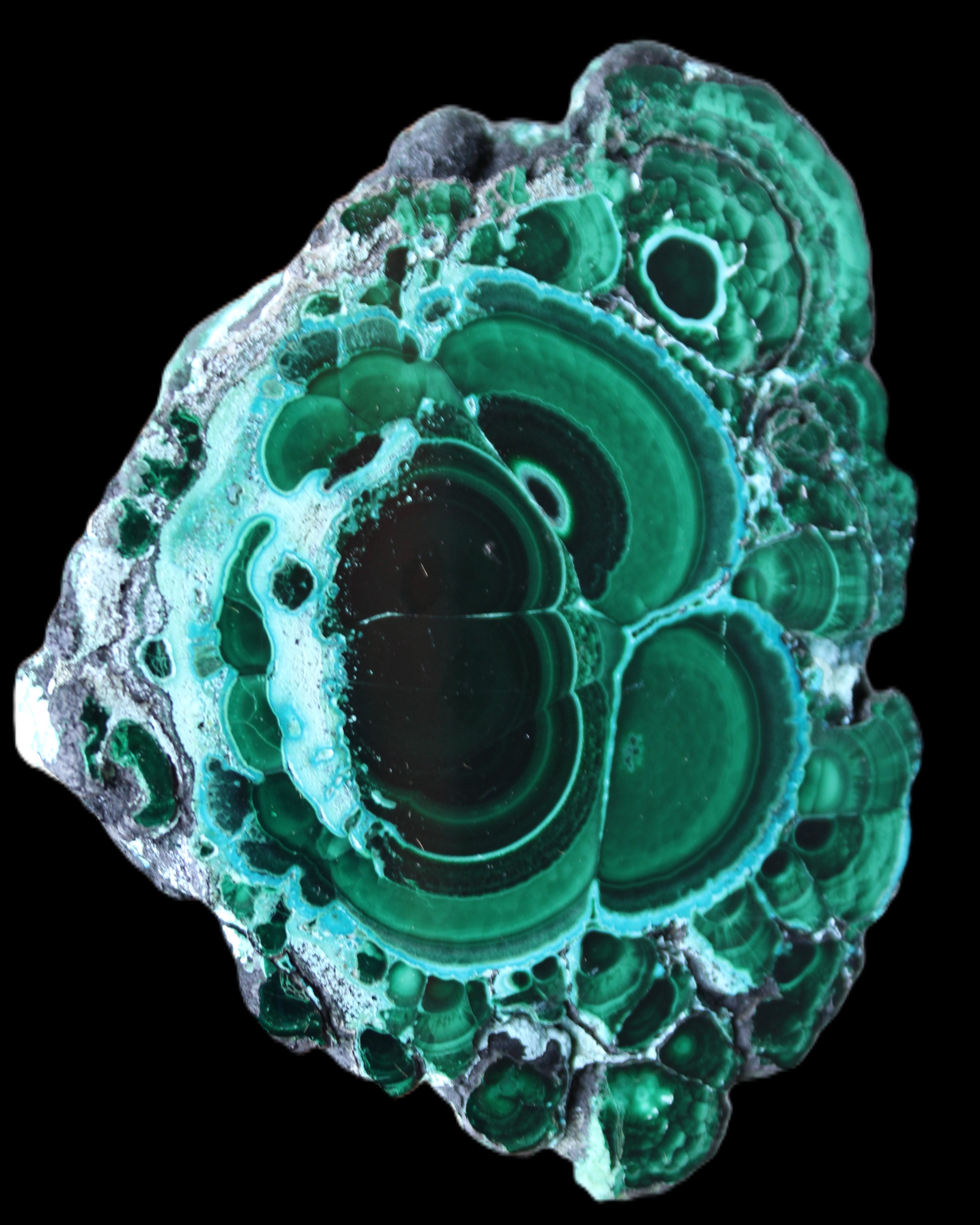 Silicified Malachite Chrysocolla slice 125*104*16mm 470g in sunlight - Rocks and Things Store