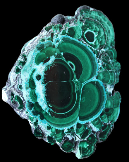 Silicified Malachite Chrysocolla slice 125*104*16mm 470g in sunlight - Rocks and Things Store