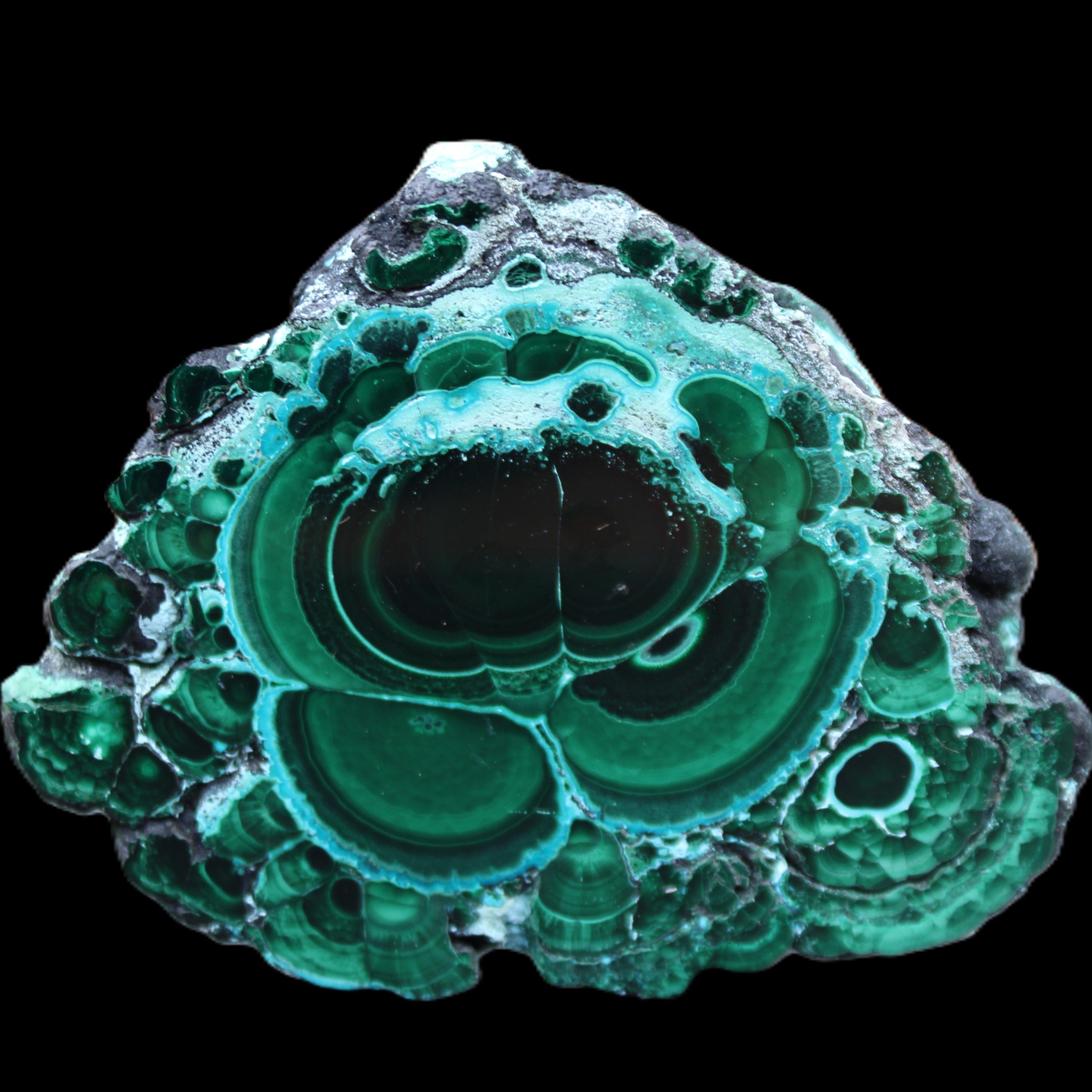 Silicified Malachite Chrysocolla slice 125*104*16mm 470g in sunlight - Rocks and Things Store
