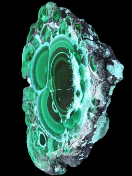 Silicified Malachite Chrysocolla slice 125*104*16mm 470g in sunlight - Rocks and Things Store