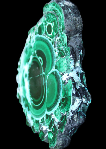 Silicified Malachite Chrysocolla slice 125*104*16mm 470g in sunlight - Rocks and Things Store