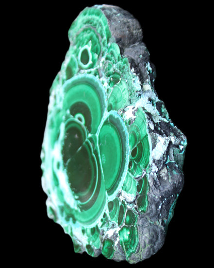 Silicified Malachite Chrysocolla slice 125*104*16mm 470g in sunlight - Rocks and Things Store