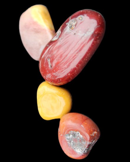 Mookaite 4 tumble polished stones 24g in sunlight - Rocks and Things Store