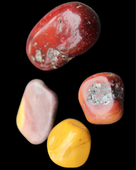 Mookaite 4 tumble polished stones 24g in sunlight - Rocks and Things Store