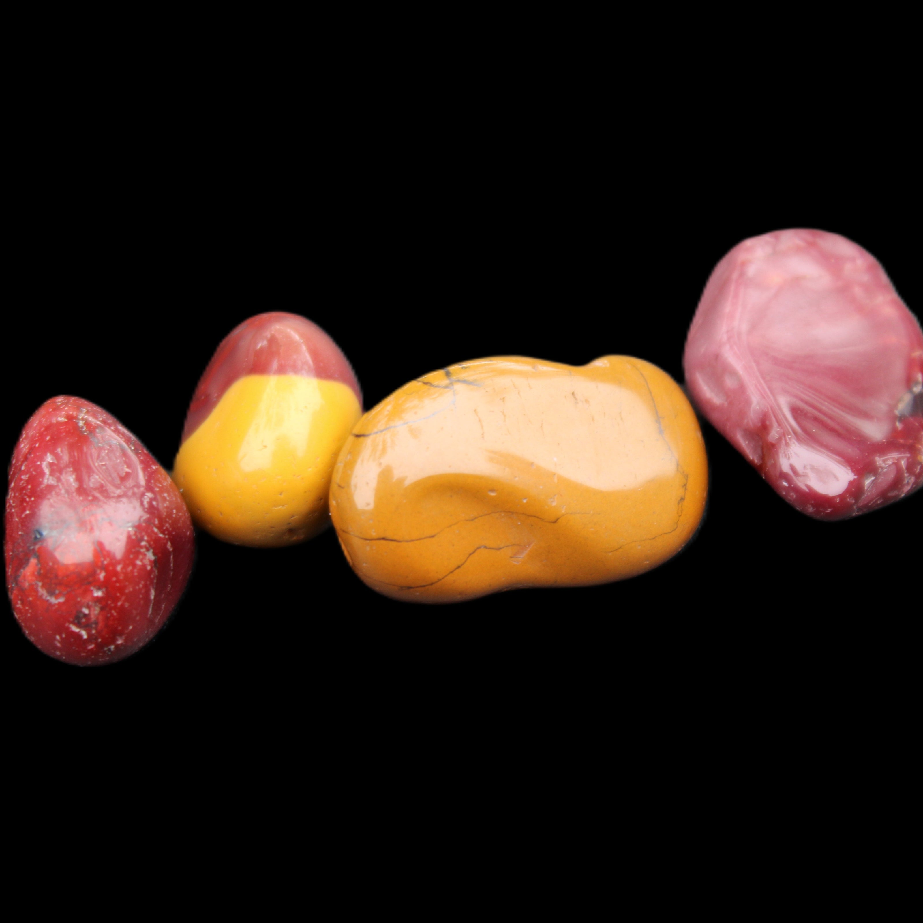 Mookaite 4 tumble polished stones 24g in sunlight - Rocks and Things Store