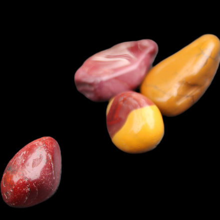 Mookaite 4 tumble polished stones 24g in sunlight - Rocks and Things Store