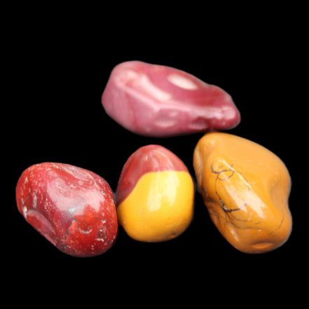 Mookaite 4 tumble polished stones 24g in sunlight - Rocks and Things Store