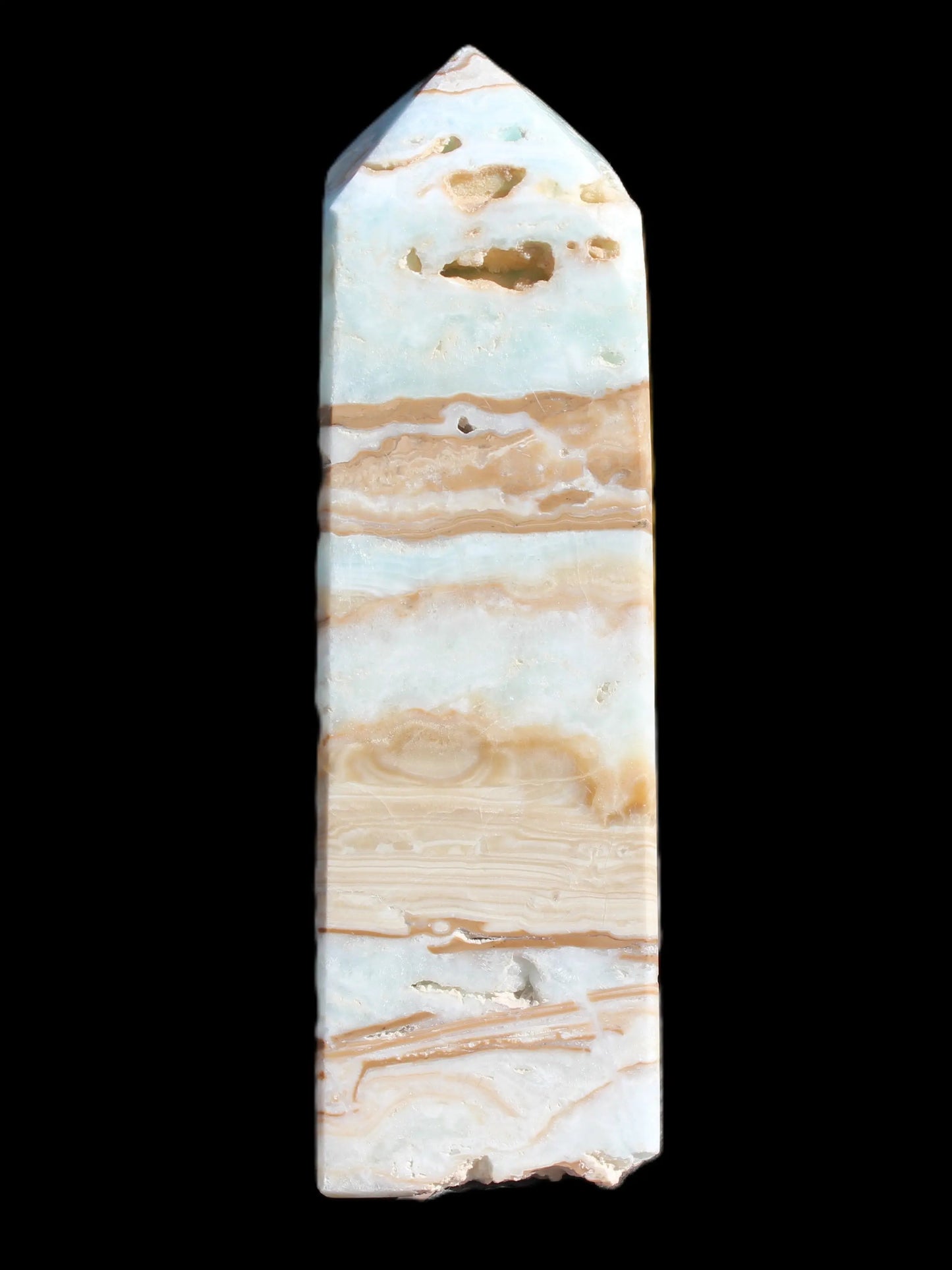 Caribbean aqua blue Calcite obelisk 694g Rocks and Things