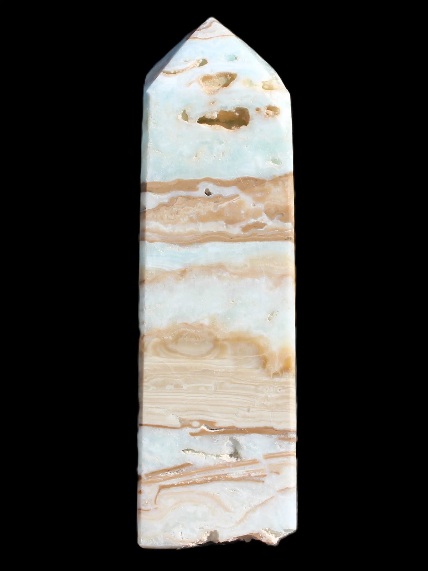 Caribbean aqua blue Calcite obelisk 694g Rocks and Things