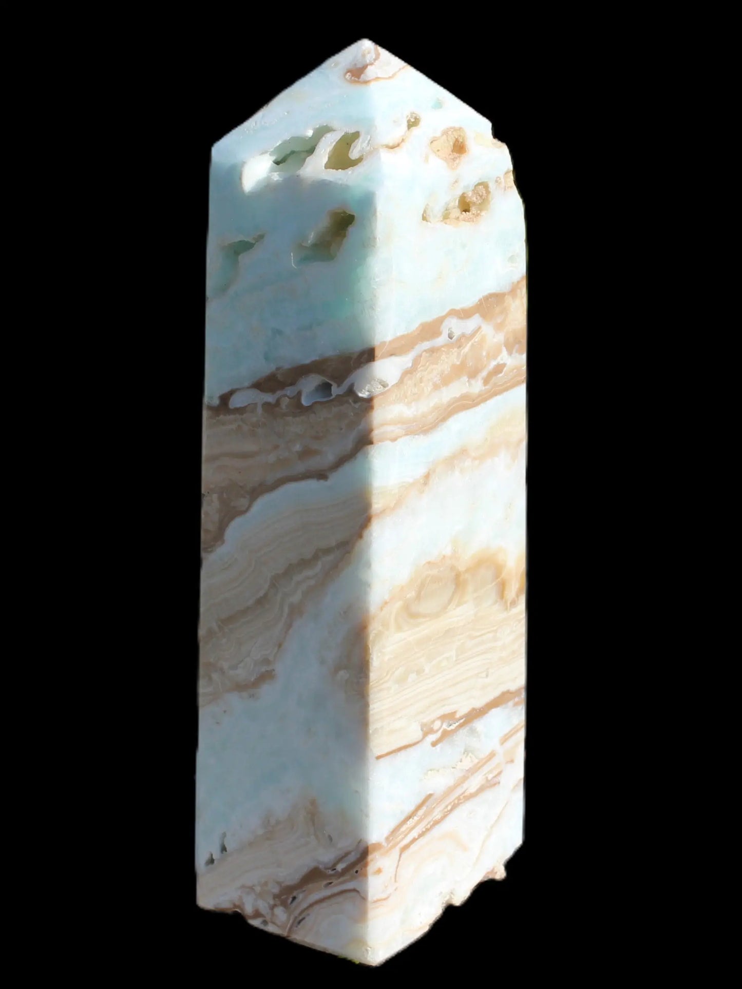 Caribbean aqua blue Calcite obelisk 694g Rocks and Things