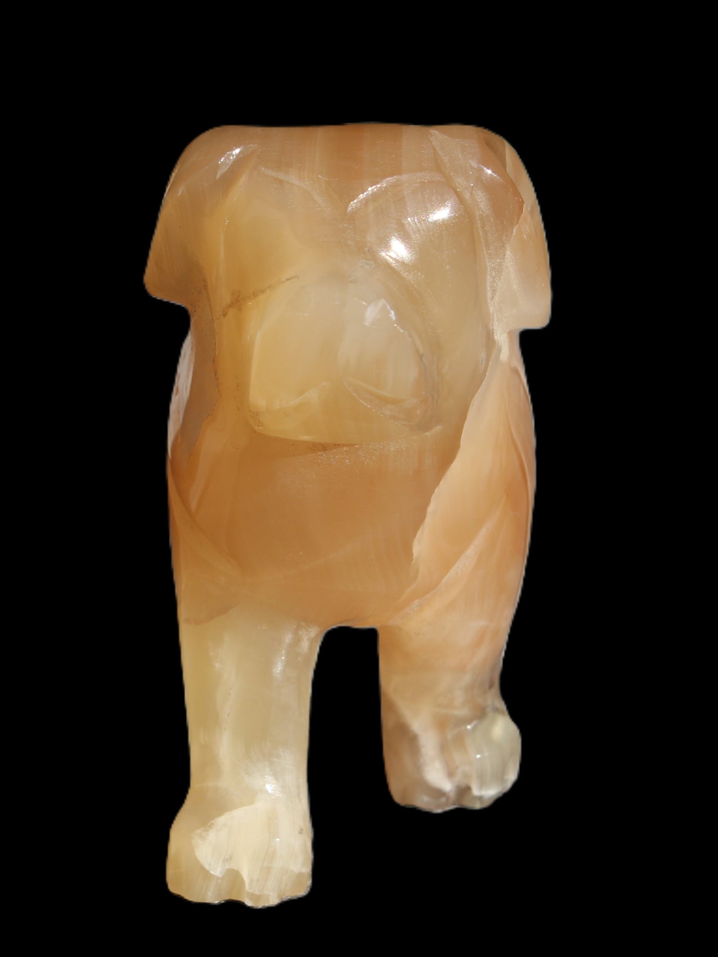 Honey Calcite hand-carved Dog 673g Rocks and Things