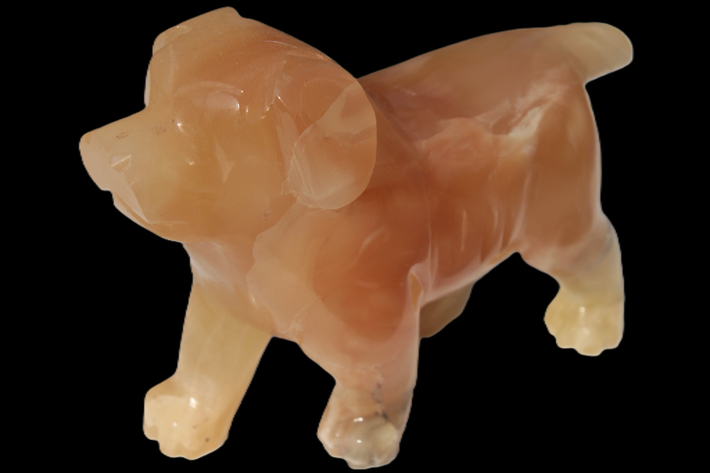Honey Calcite hand-carved Dog 673g Rocks and Things