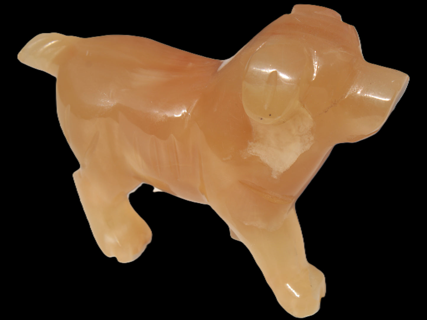 Honey Calcite hand-carved Dog 673g Rocks and Things