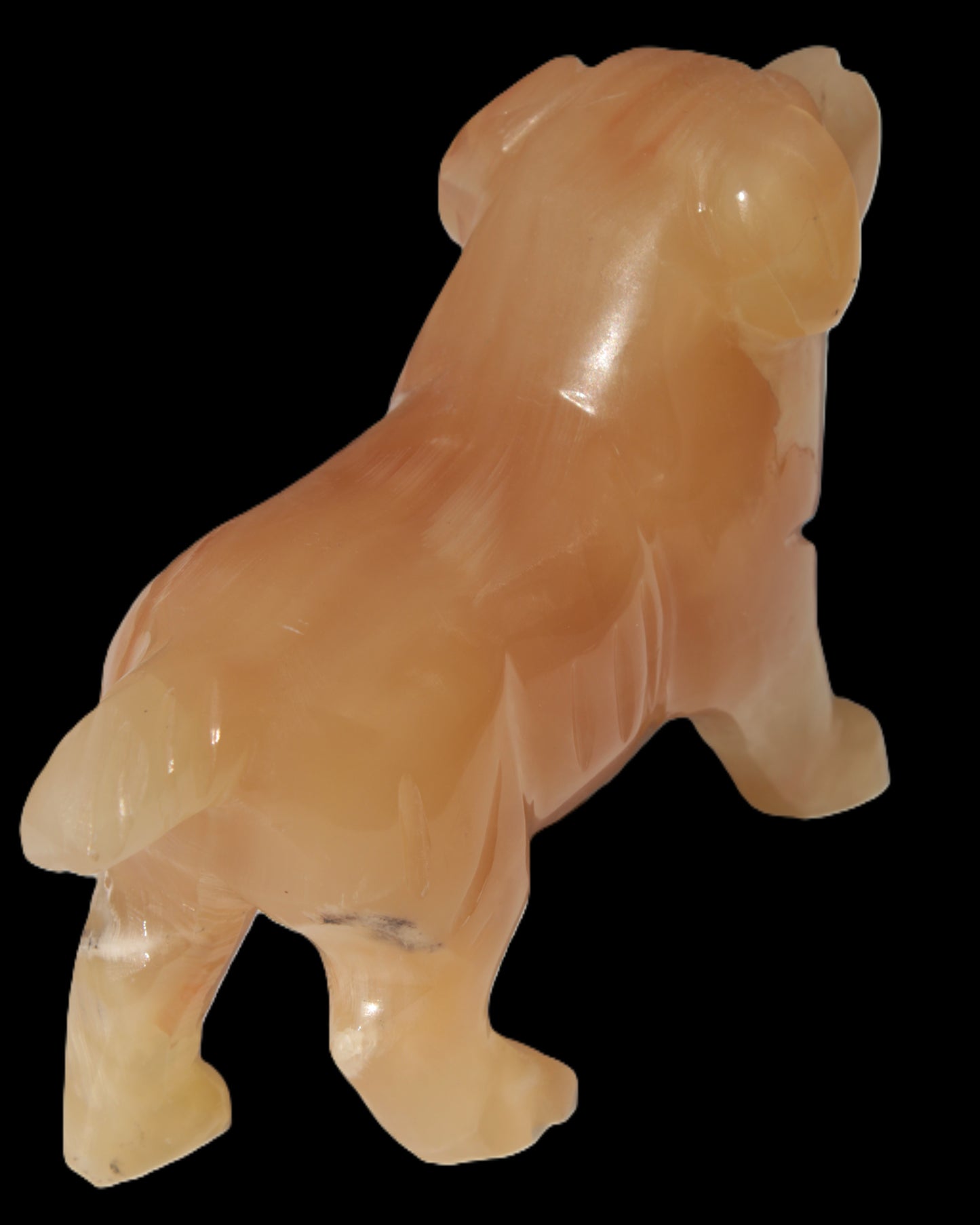 Honey Calcite hand-carved Dog 673g Rocks and Things