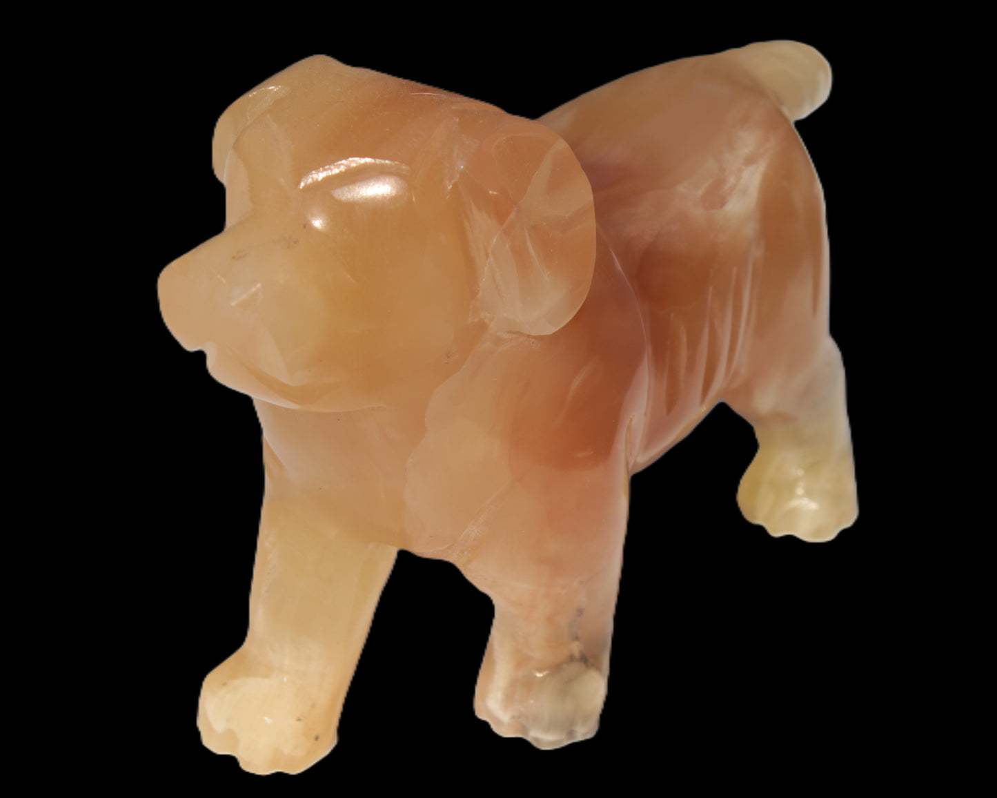 Honey Calcite hand-carved Dog 673g Rocks and Things