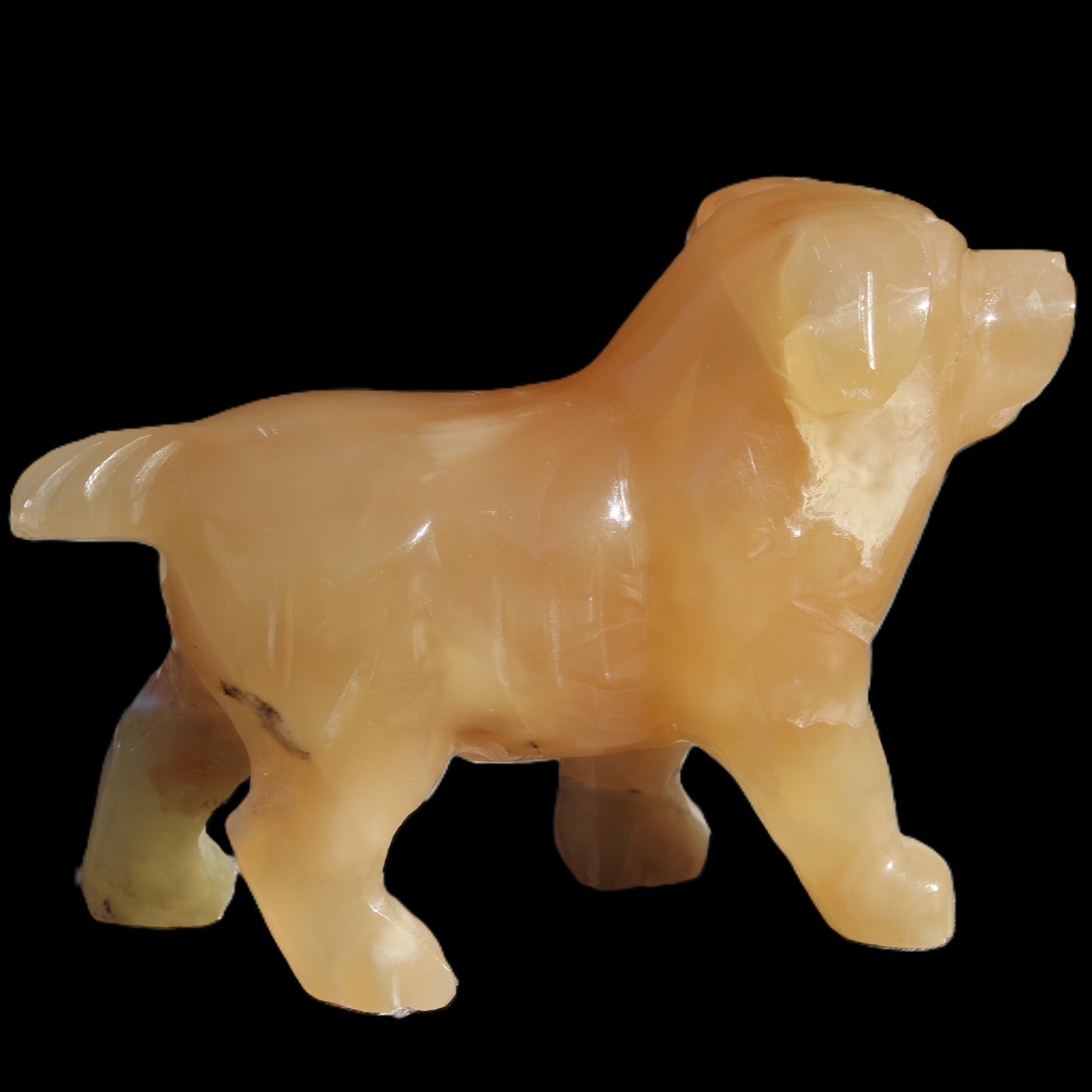 Honey Calcite hand-carved Dog 673g Rocks and Things