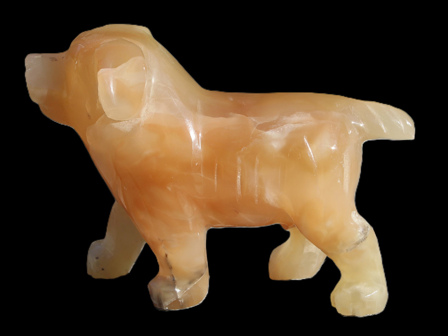 Honey Calcite hand-carved Dog 673g Rocks and Things