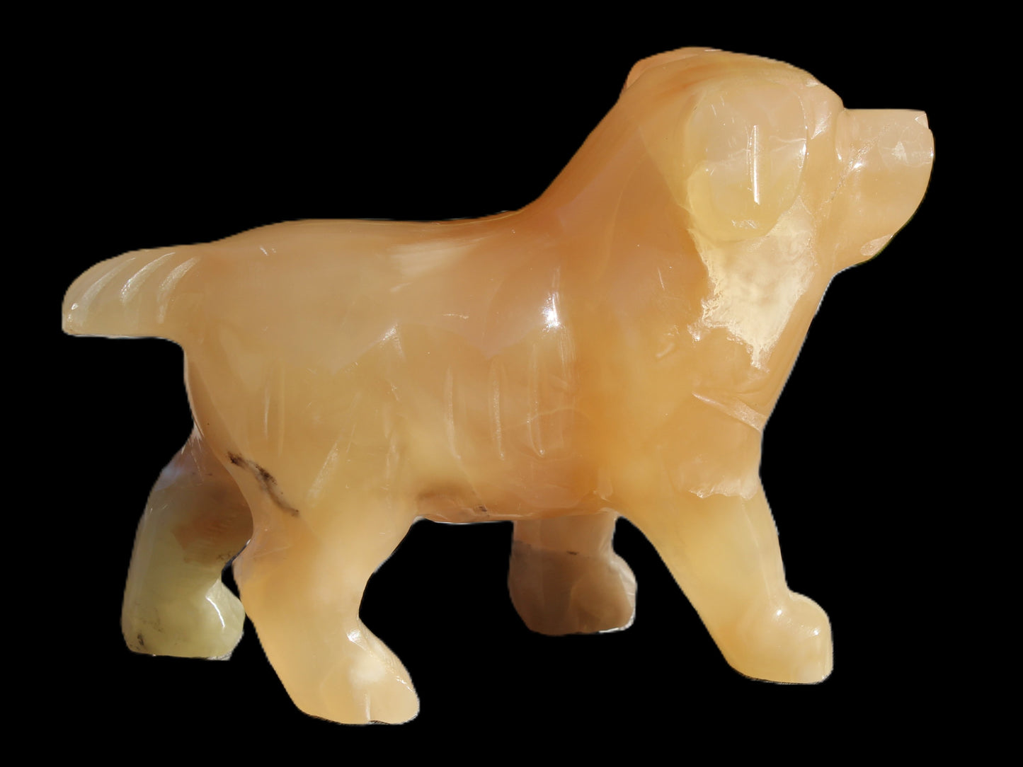 Honey Calcite hand-carved Dog 673g Rocks and Things