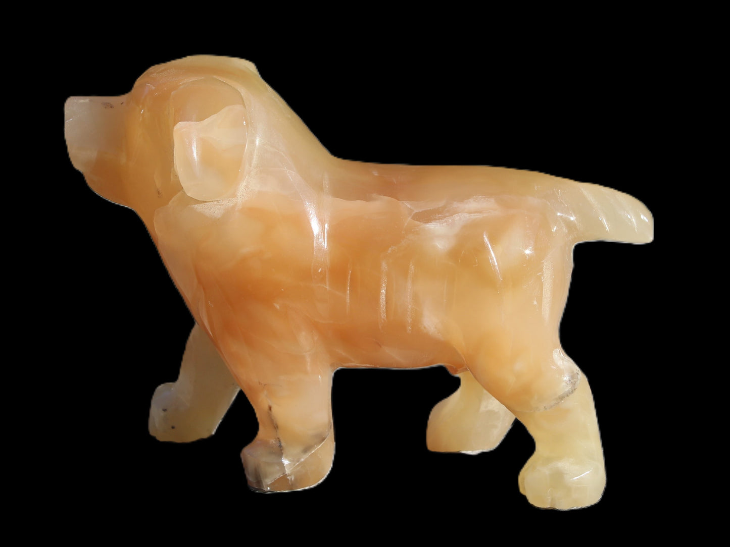 Honey Calcite hand-carved Dog 673g Rocks and Things