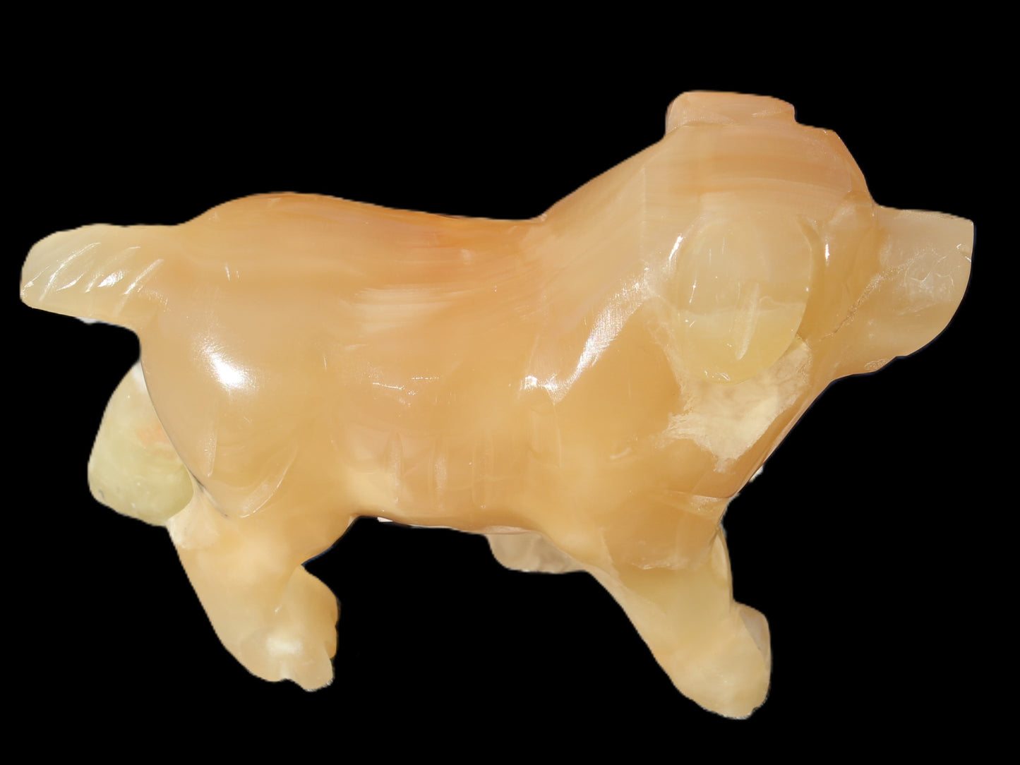 Honey Calcite hand-carved Dog 673g Rocks and Things