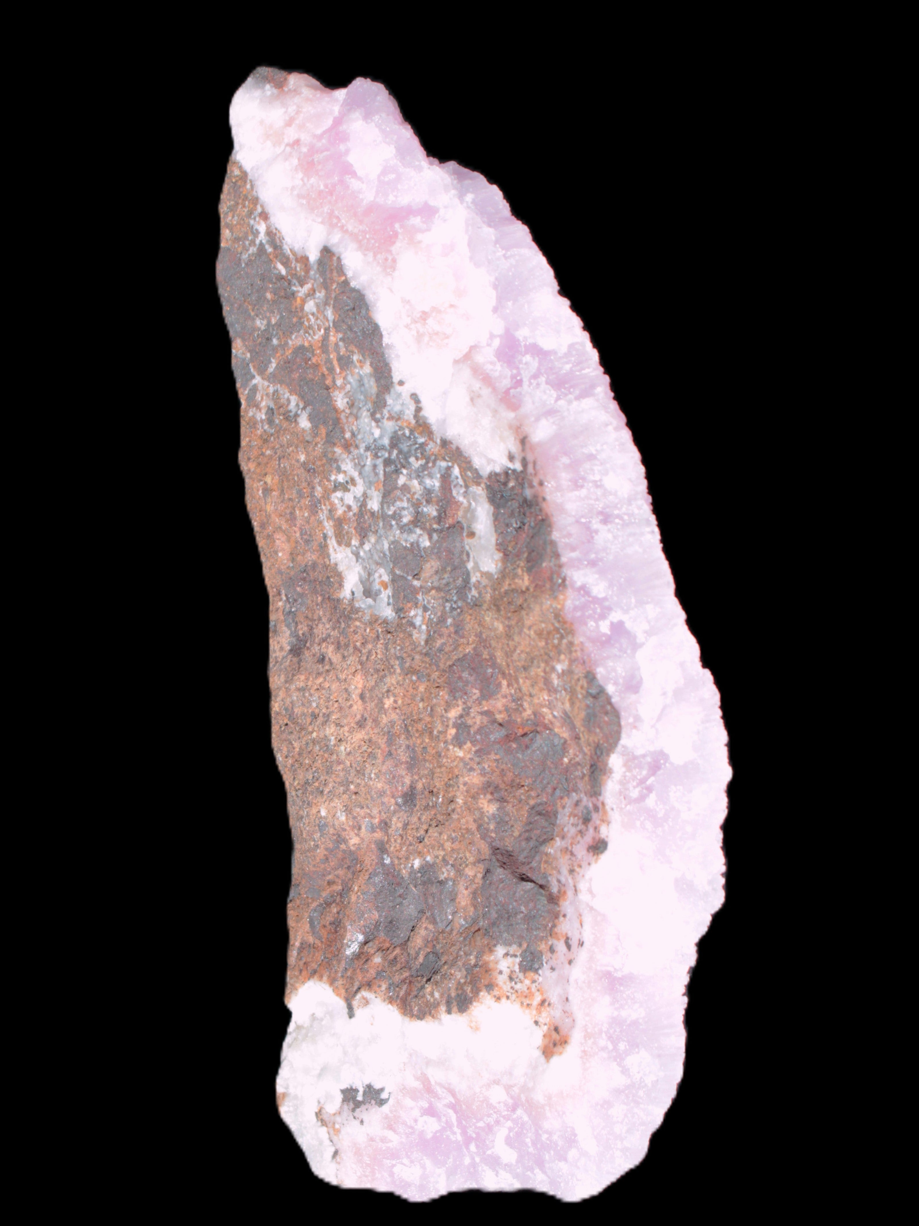 Pink Aragonite specimen on Ironstone matrix 150*22*75mm 336g in bright sunlight -  Rocks and Things Store