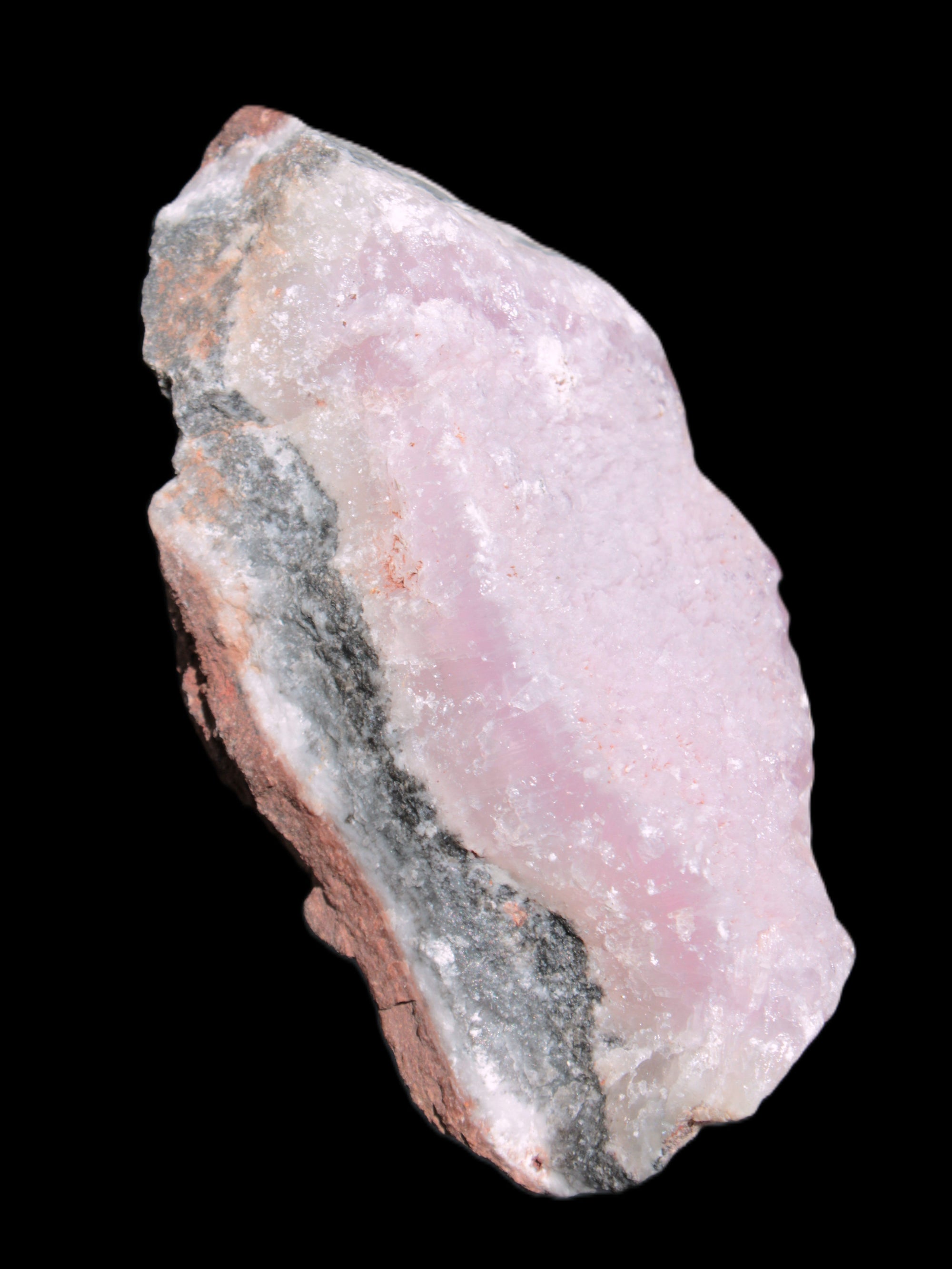 Pink Aragonite specimen on Ironstone matrix 102*53*36mm 276.8g in bright sunshine - Rocks and Things Store
