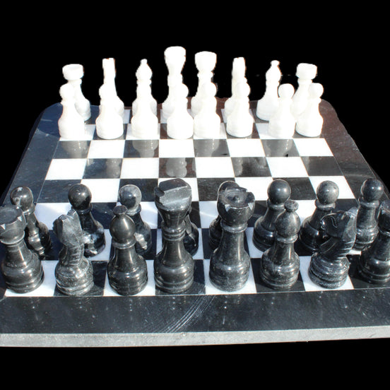Marble Chess Set in case in sunlight - Rocks and Things Store