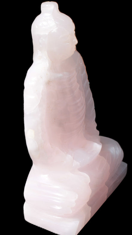 Mangano Calcite hand-carved Buddha statue 52*79*241mm 3285g Rocks and Things Store