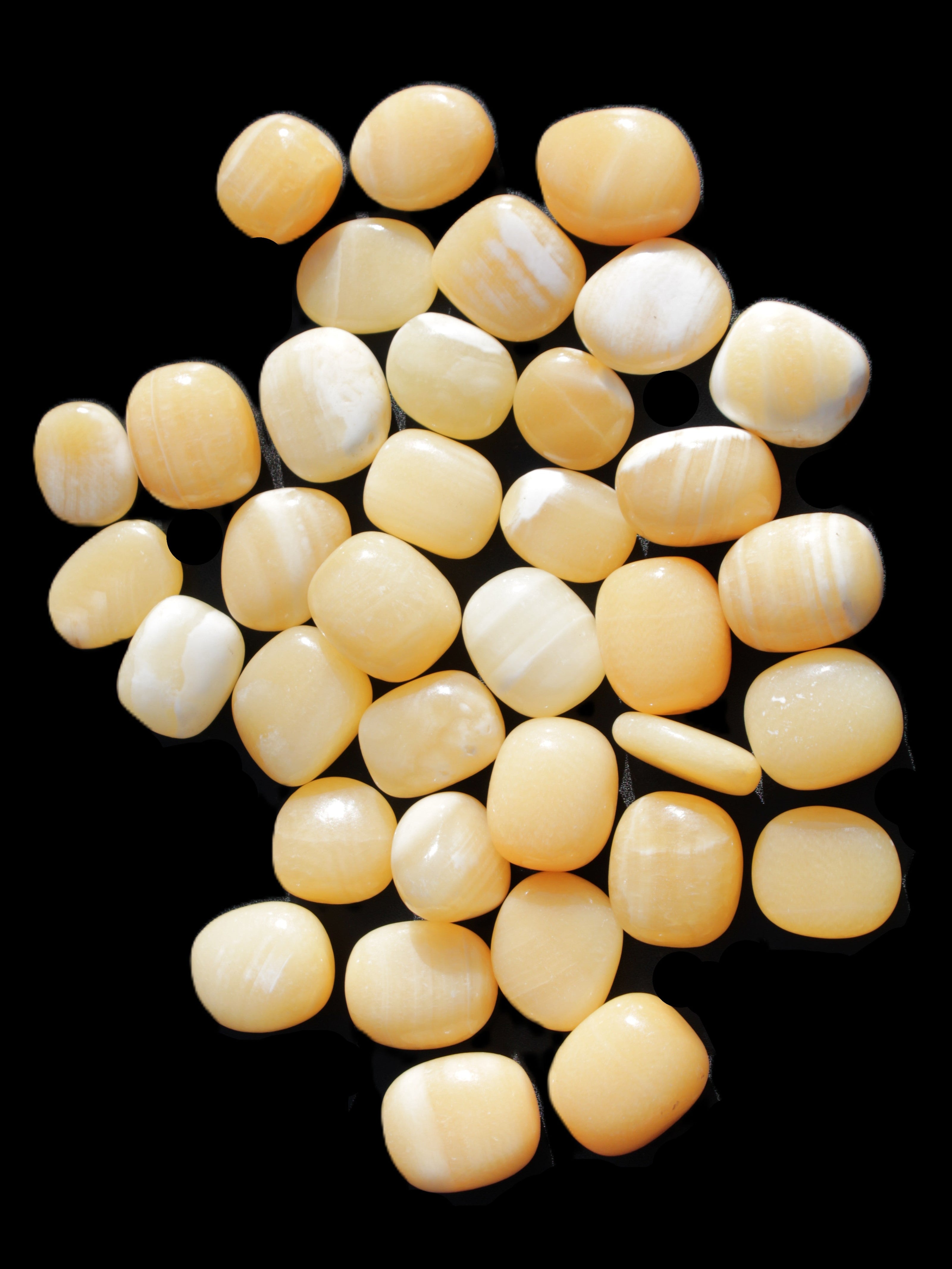 Lemon Calcite 36 tumbled stones 22*18mm - 30-24mm 730g Wholesale Rocks and Things Store