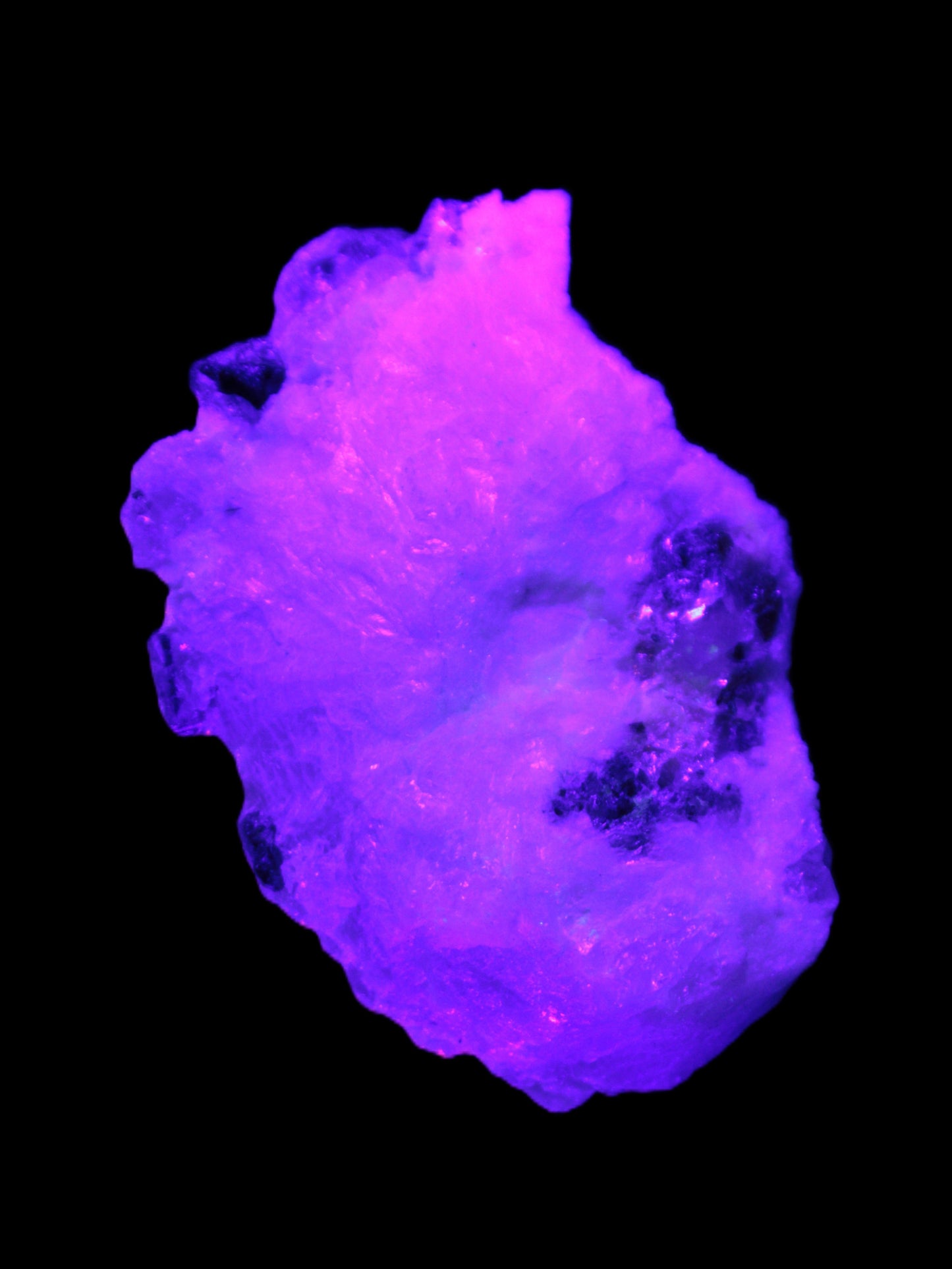 Spessartine Garnet Elbaite Mica Quartz Feldspar matrix 60*30*44mm 329ct 65.8g in UV light - Rocks and Things Store