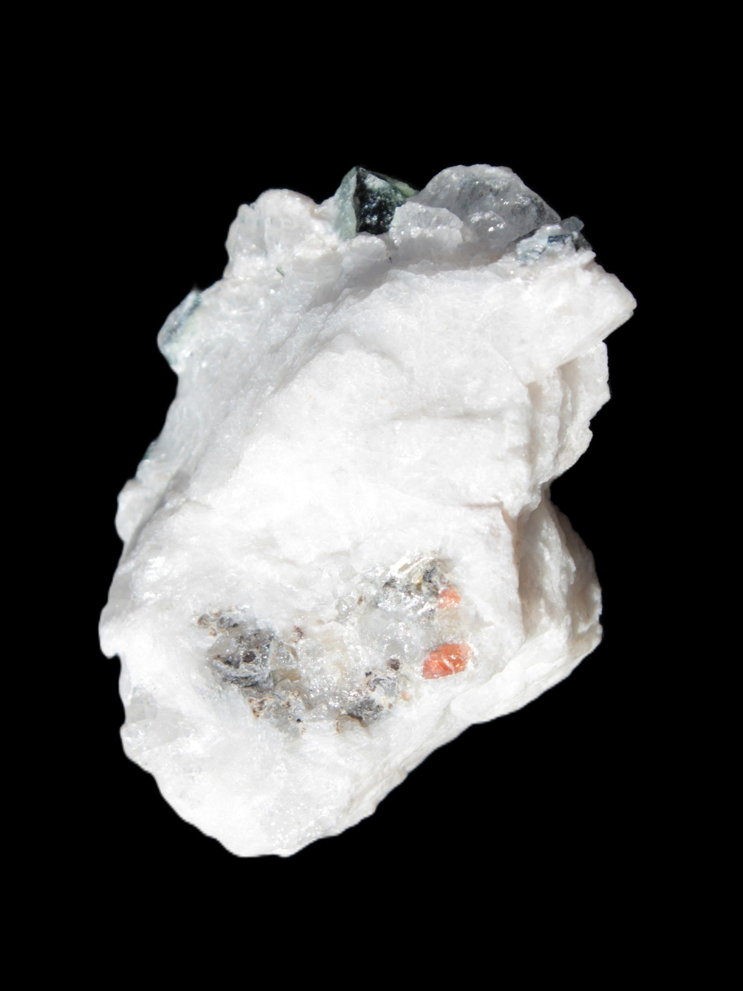 Spessartine Garnet Elbaite Mica Quartz Feldspar matrix 60*30*44mm 329ct 65.8g in bright sunlight - Rocks and Things Store