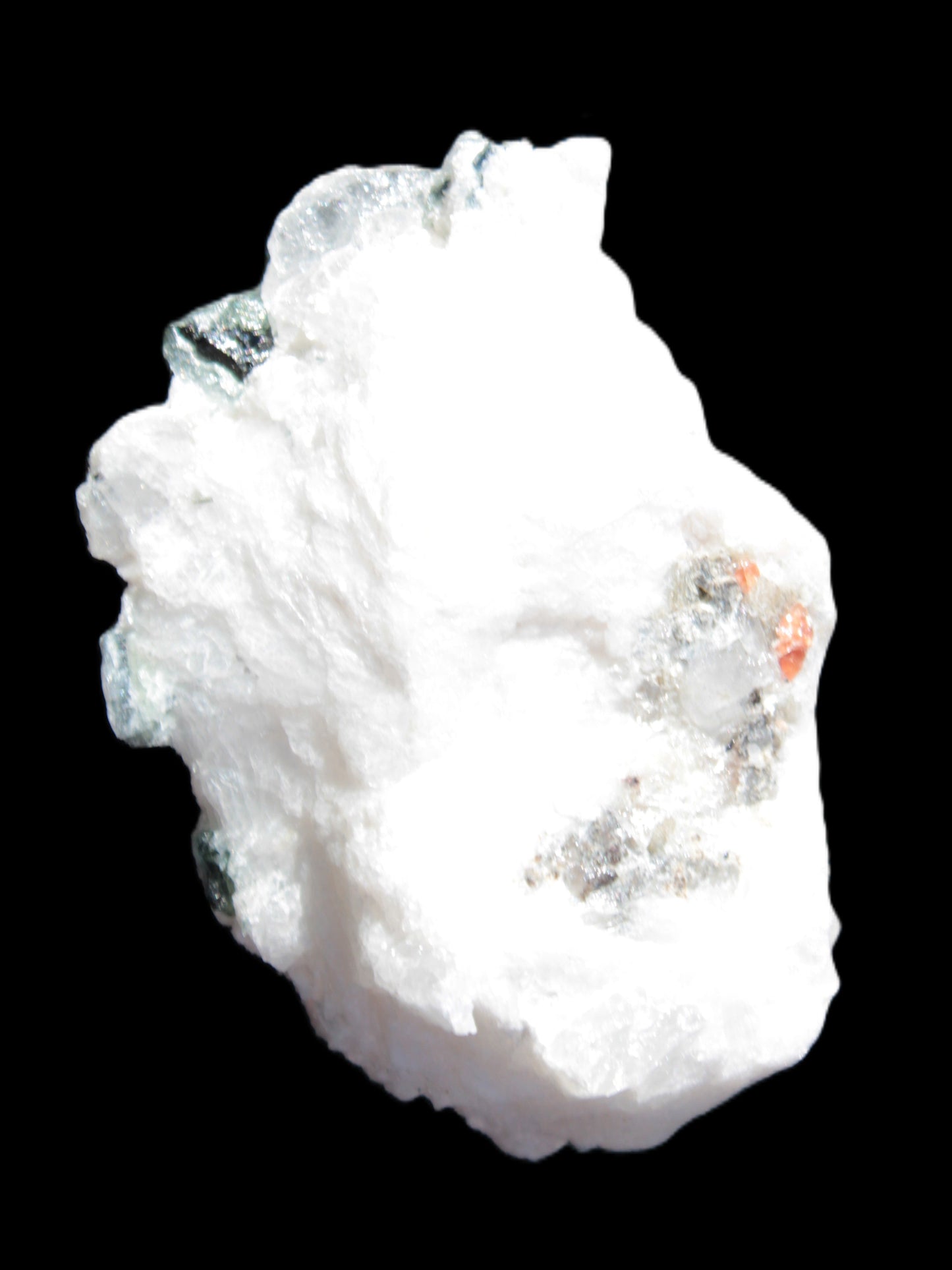 SSpessartine Garnet Elbaite Mica Quartz Feldspar matrix 60*30*44mm 329ct 65.8g in bright sunlight - Rocks and Things