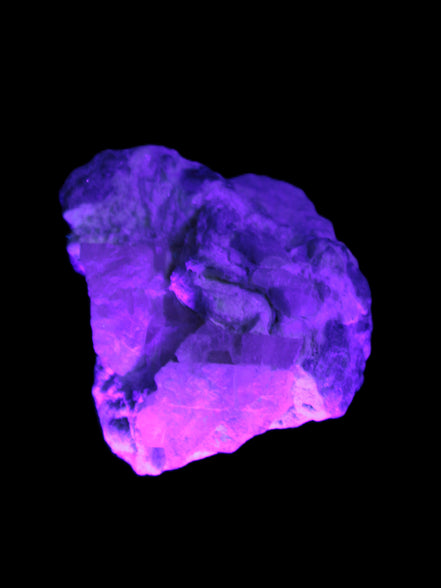 Pink and Clear Kunzite with Green Tourmaline in matrix 39*35*42mm 196ct 39.5g in UV light - Rocks and Things Store