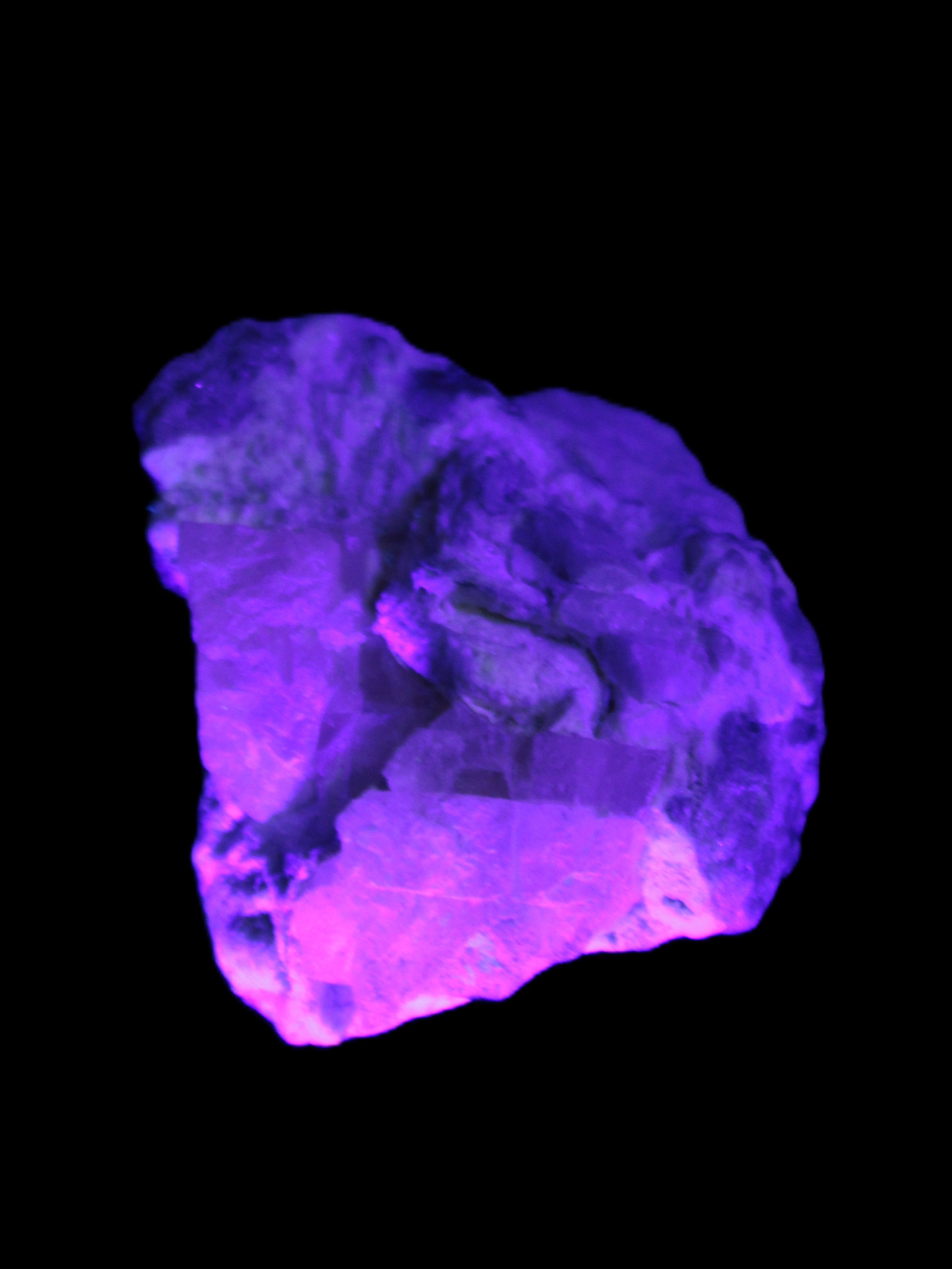Pink and Clear Kunzite with Green Tourmaline in matrix 39*35*42mm 196ct 39.5g in UV light - Rocks and Things Store