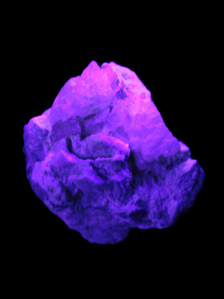 Pink and Clear Kunzite with Green Tourmaline in matrix 39*35*42mm 196ct 39.5g in UV light - Rocks and Things Store