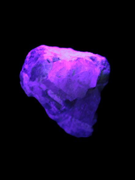 Pink and Clear Kunzite with Green Tourmaline in matrix 39*35*42mm 196ct 39.5g in UV light - Rocks and Things Store