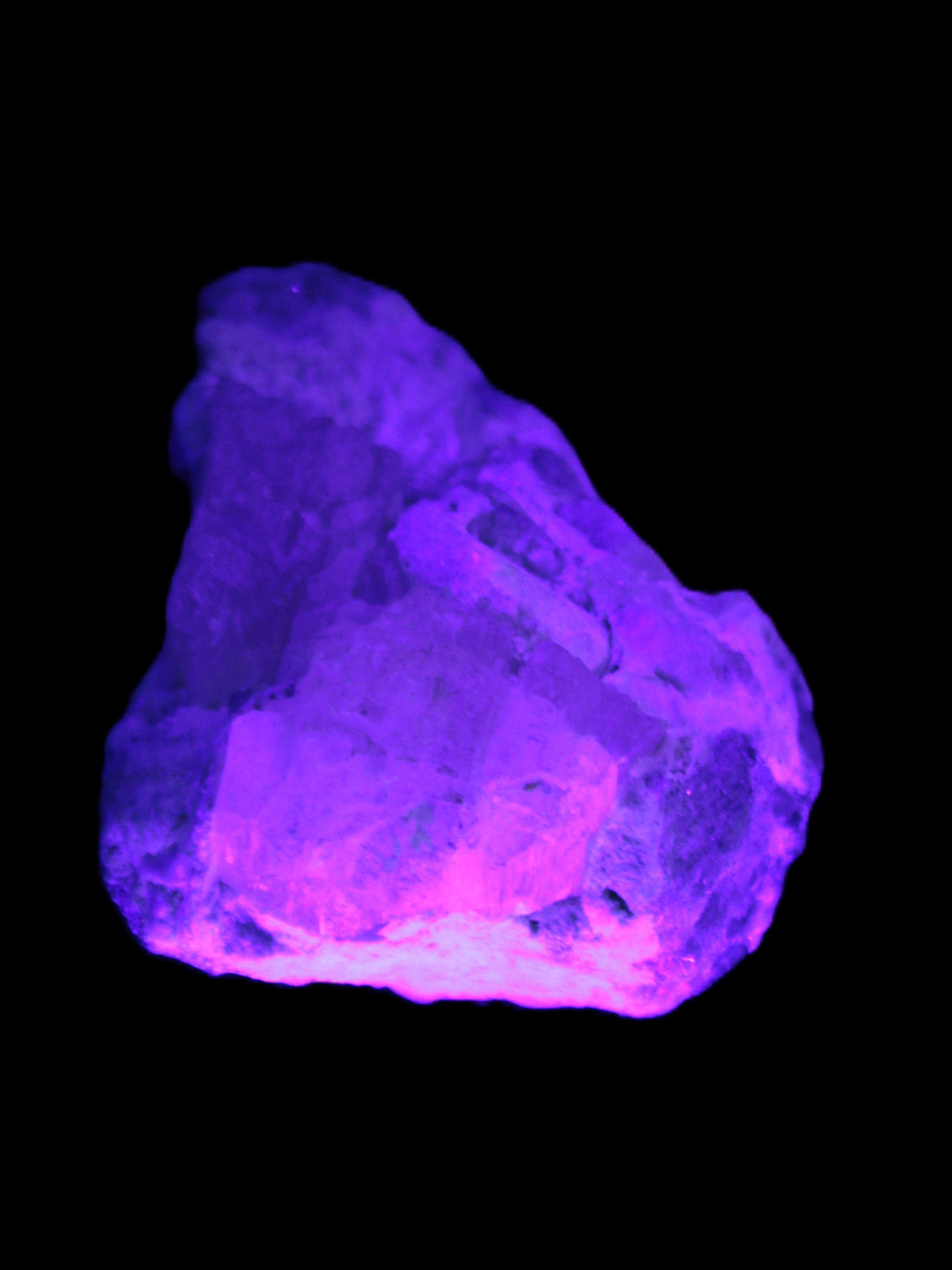 Pink and Clear Kunzite with Green Tourmaline in matrix 39*35*42mm 196ct 39.5g in UV light - Rocks and Things Store