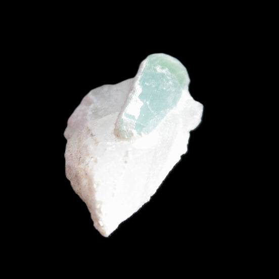 Green Tourmaline crystal on Quartz with Feldspar 5.2g in sunlight - Rocks and Things Store