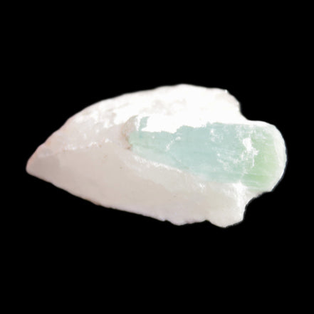 Green Tourmaline crystal on Quartz with Feldspar 5.2g in sunlight - Rocks and Things Store