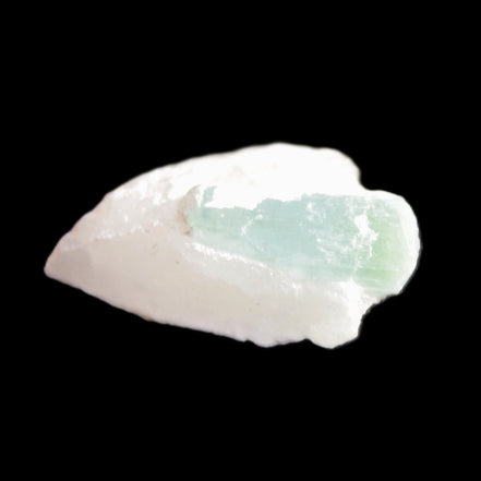 Green Tourmaline crystal on Quartz with Feldspar 5.2g in sunlight - Rocks and Things Store