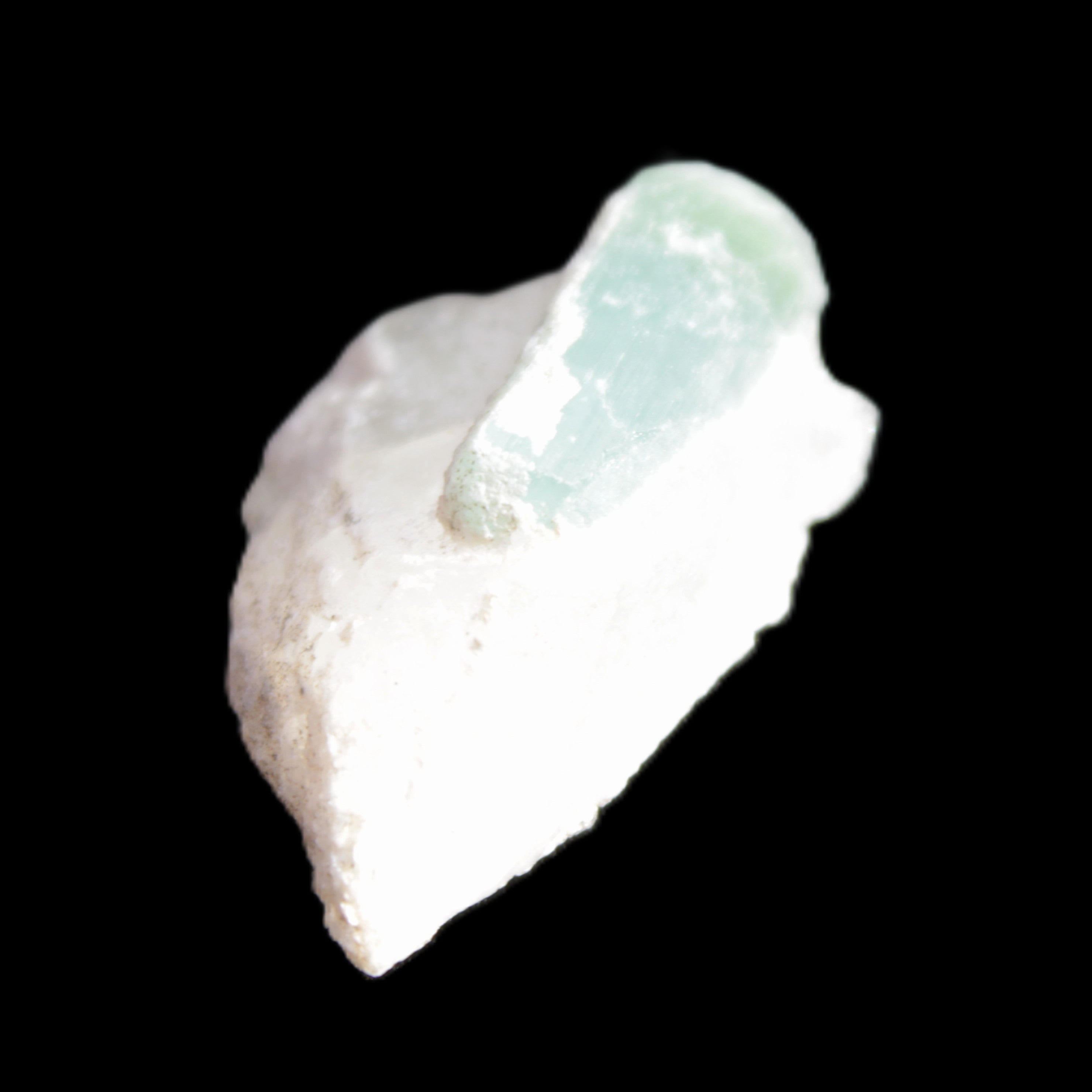 Green Tourmaline crystal on Quartz with Feldspar 5.2g in sunlight - Rocks and Things Store