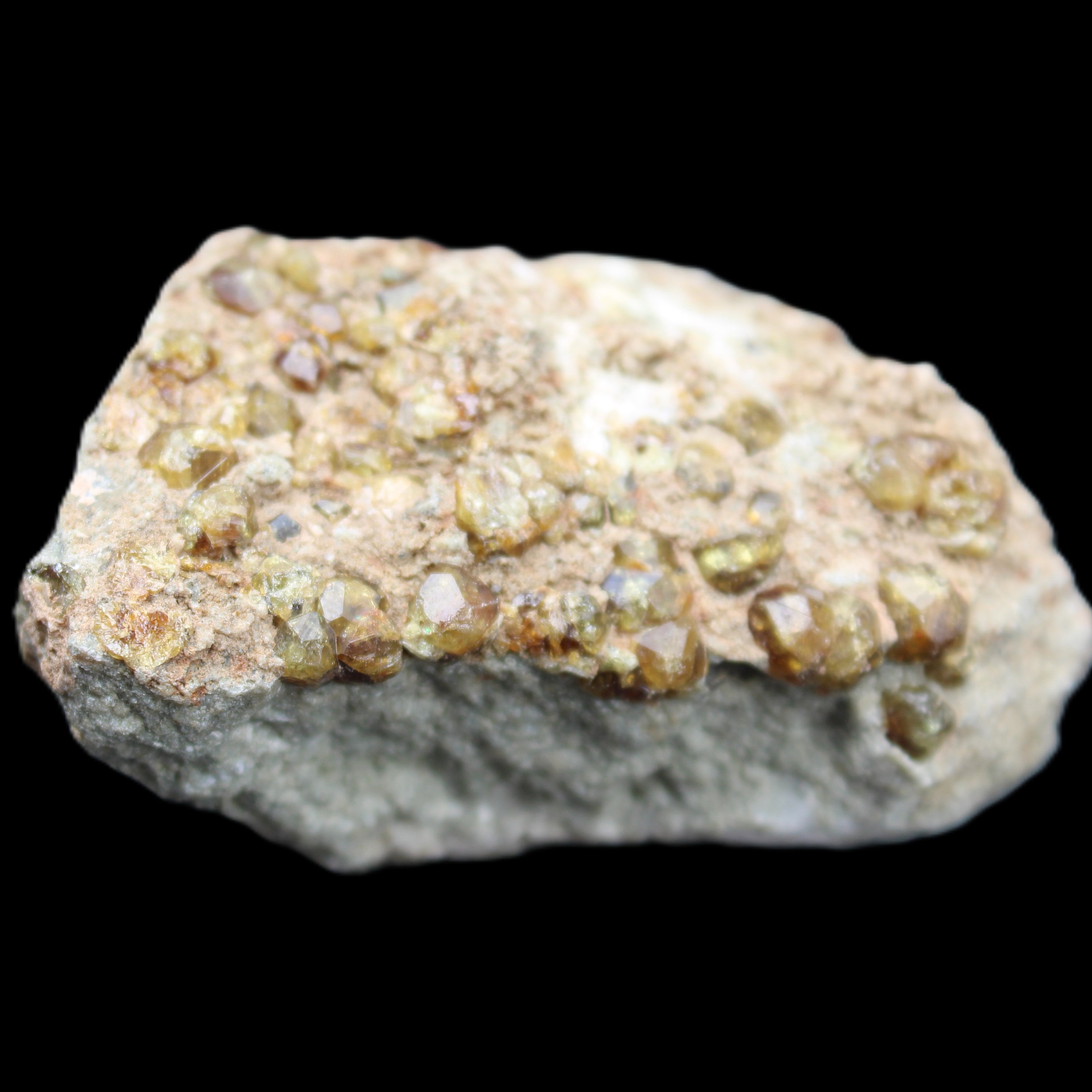 Peridot on matrix 37*34*27mm 48g in sunlight - Rocks and Things Store