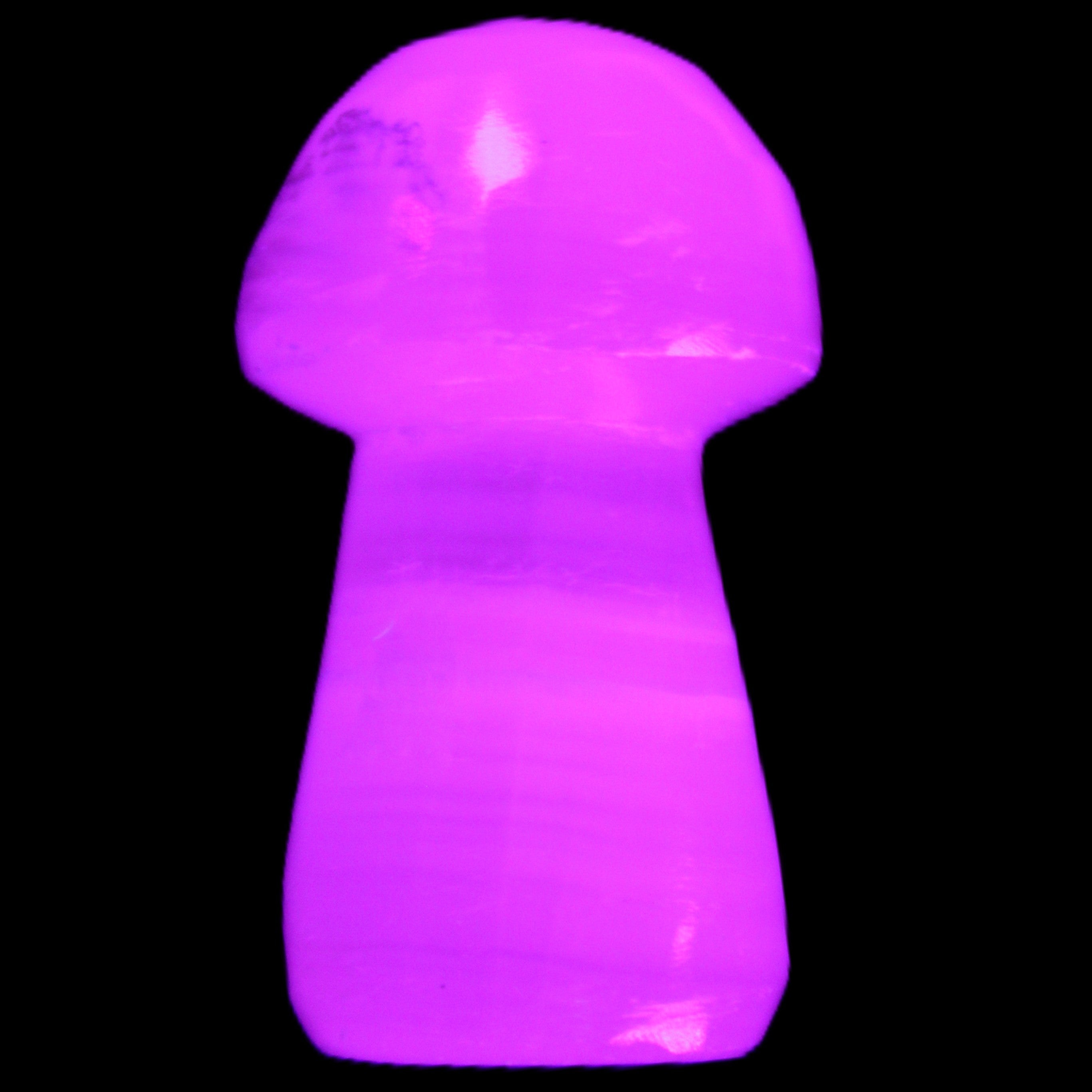 Mangano Calcite mushroom 25-32mmm 8-15g in UV light - Rocks and Things Store
